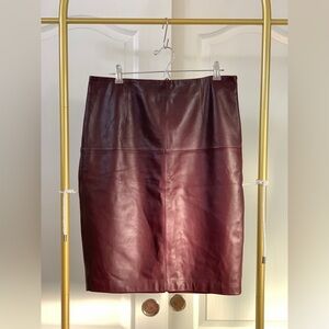 ANTONIO MELANI Burgundy Leather Pencil Skirt